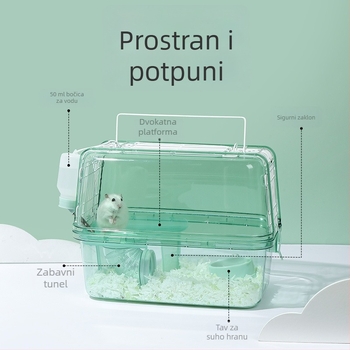 Zhongheng kavez za hamstere s dvostrukom etažom vilom, plastičan, prenosiv