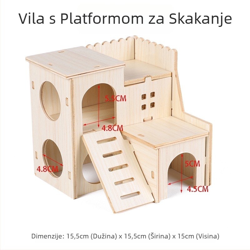 Drvena kućica za hrčke za unutarnju zabavu, platforma za skakanje u obliku izvanzemljaka