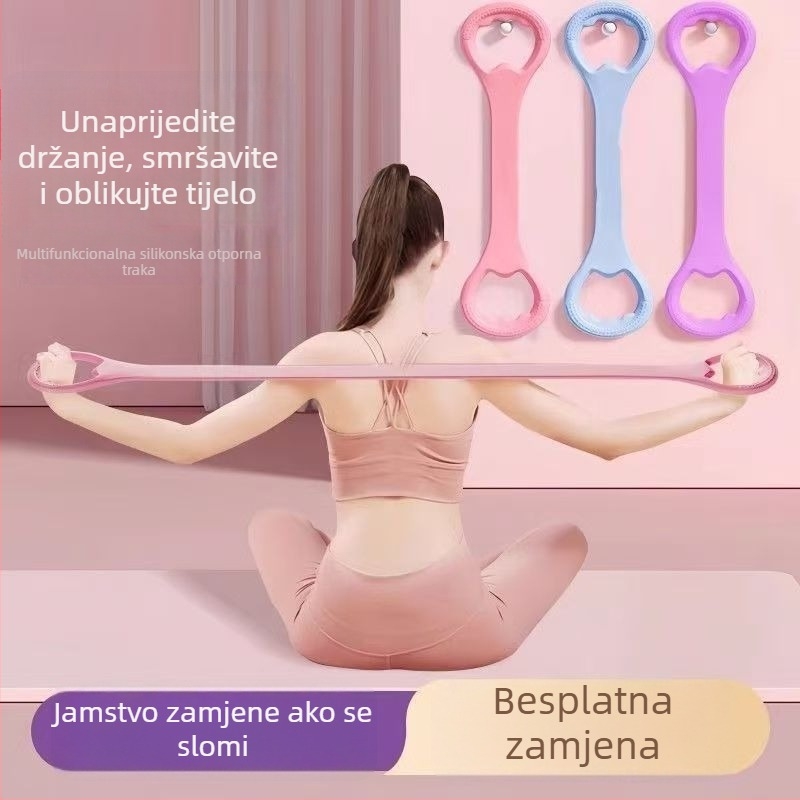 Osmerokraki uređaj za otpor – traka za vježbanje za istezanje leđa i otvaranje ramena, ručke od mekanog silikonskog masirajućeg materijala; Materijal: TPE; Napetost: 8-figura; Pogodno za početnike; Scenariji: fitness i ljepota