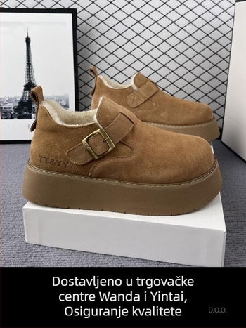 Ženske zimske slip-on čizme s debelim potplatom za povećanje visine, gornji dio od umjetnog pliša, podstava od vunene kašmira, EVA potplat