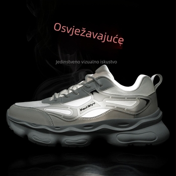 Muške sportske tenisice casual stila s prozračnom mrežom, EVA potplat, srednja visina, četvrtasti vrh, prednje vezanje, niski peta 1-3 cm, pogodne za sve sezone