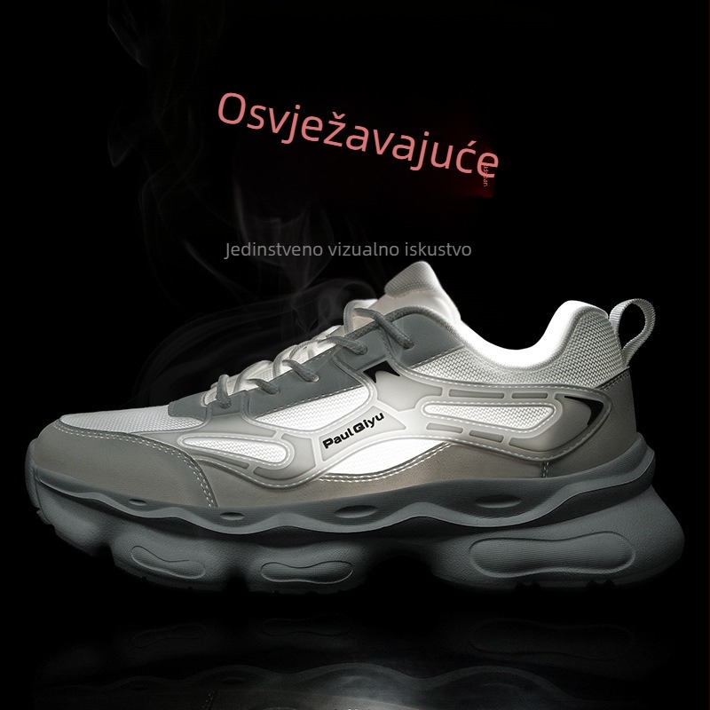 Muške sportske tenisice casual stila s prozračnom mrežom, EVA potplat, srednja visina, četvrtasti vrh, prednje vezanje, niski peta 1-3 cm, pogodne za sve sezone