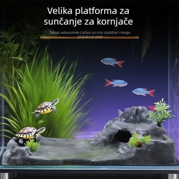 PVC akvarijski krajinski kamen s platformom za sunčanje kornjače, plutajući otok i penjačka ljestvica – Porijeklo Guangdong Shantou; Nije uvezeno