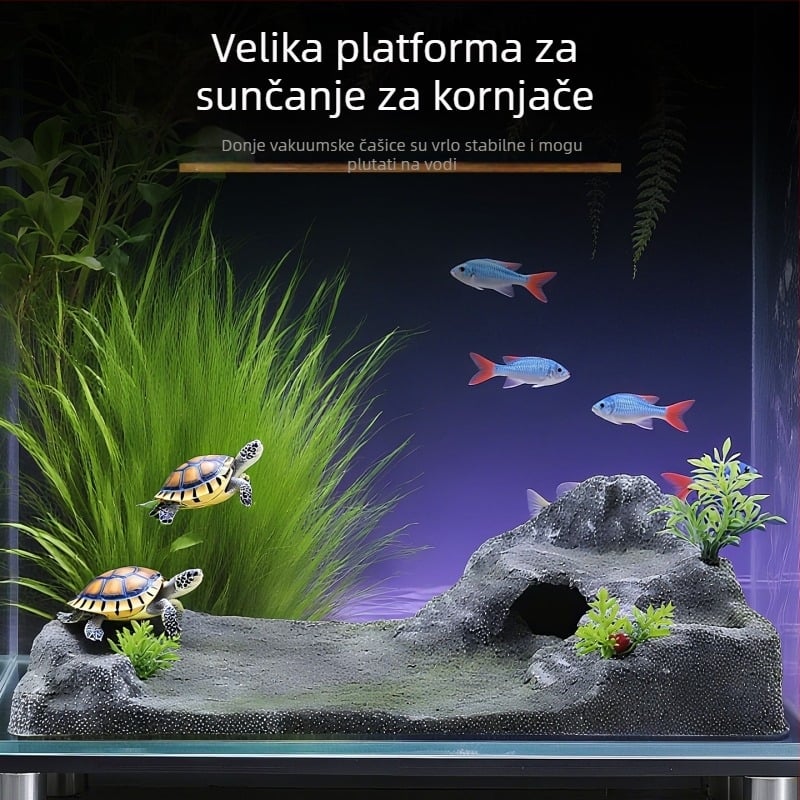 PVC akvarijski krajinski kamen s platformom za sunčanje kornjače, plutajući otok i penjačka ljestvica – Porijeklo Guangdong Shantou; Nije uvezeno