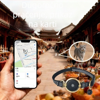 Ovratnik za praćenje kućnih ljubimaca s Airtag – aluminijski spoj, gumb baterija, GPS točnost 30 m, uređaj za praćenje