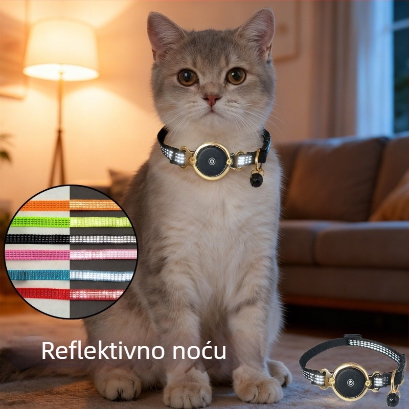 Ovratnik za praćenje kućnih ljubimaca s Airtag – aluminijski spoj, gumb baterija, GPS točnost 30 m, uređaj za praćenje