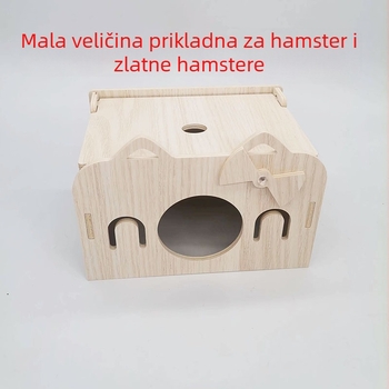 Drvena kućica za hrčka s preklopnim poklopcem i prozorom za pogled – cjelogodišnje gnijezdo za hrčka, Proud art