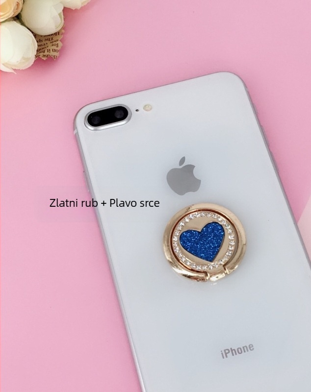 Držač prstena za telefon s kružnim sjajnim srcem, legura, magnetski auto nosač