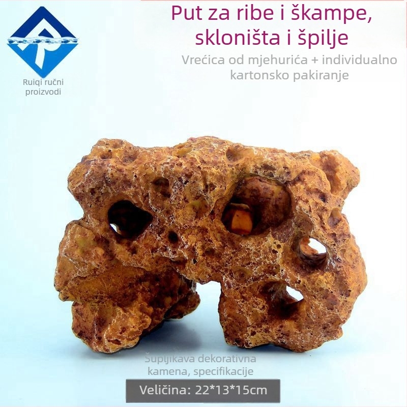 Dekorativni akvarij od smole – rockery sa špiljom za krajolik, stil 2019