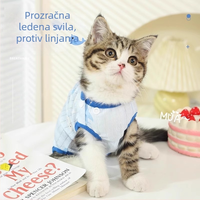 Postoperativna odjeća za mačke, prozračna pamuk, zaštita od lizanja