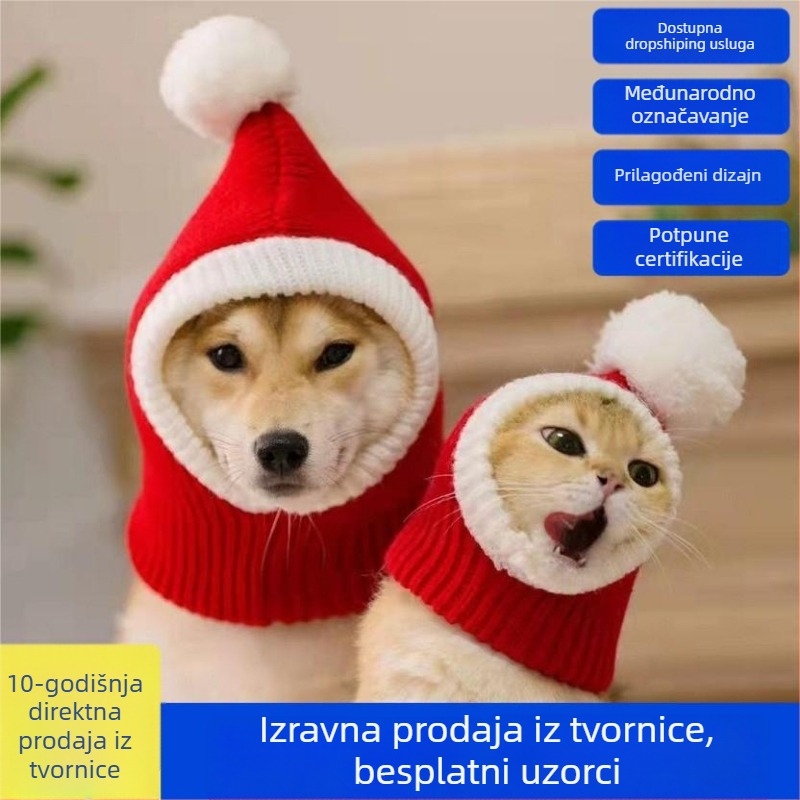 Kapica za kućne ljubimce (za pse i mačke) — uzorak usklađivanja boja; vuna; plosno tkanje; obrada tie-dye; jesen