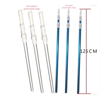 Teleskopna aluminijska šipka za bazen za čišćenje i spašavanje, s mrežnim nastavkom (Aluminij • Čišćenje i spašavanje • Mrežni nastavak)