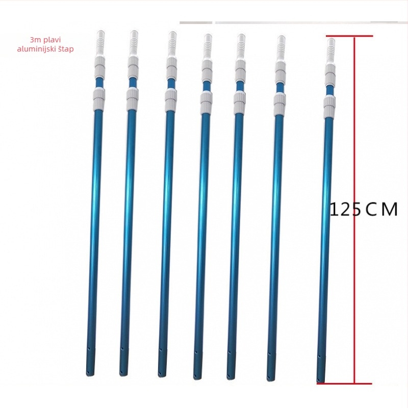 Teleskopna aluminijska šipka za bazen za čišćenje i spašavanje, s mrežnim nastavkom (Aluminij • Čišćenje i spašavanje • Mrežni nastavak)