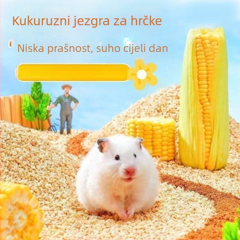 Podloga za hrčka: kukuruzna posteljina, drveni piljevina i urin pijesak za zlatne hrčke