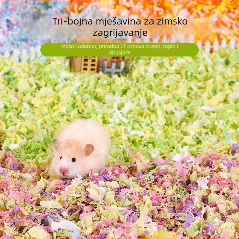 Podloga od papira i pamuka za zimu za hrčka - dezodorizirajuća, upijajuća, bez prašine - komadi papira i drveni šljunak za hrčke i činčile