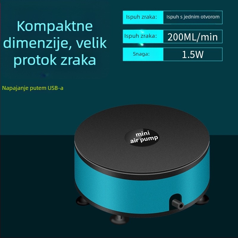 USB napajana pumpa za akvarij, DC5V niskog napona, oksigenacija, prijenosna, 100 g