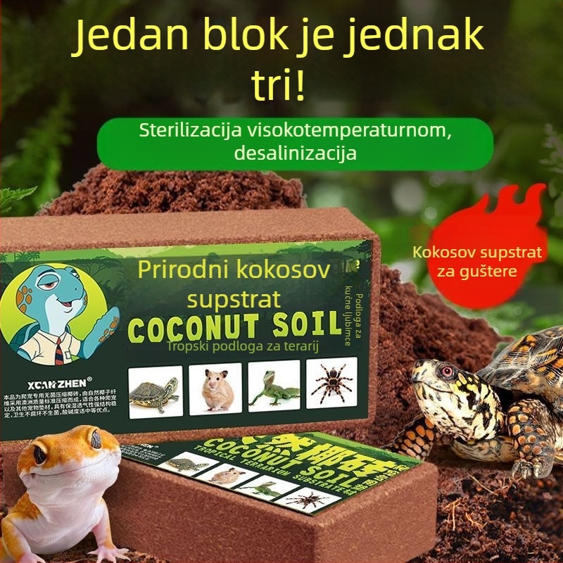 Drveno sklonište za hrčke s kokosovom ciglom i mahovinom podlogom