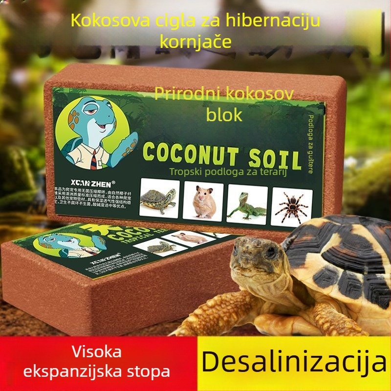 Drveno sklonište za hrčke s kokosovom ciglom i mahovinom podlogom