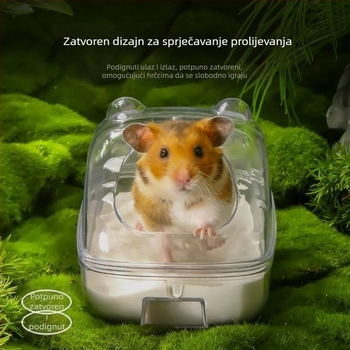 Prozirna hamsterska kada za kupanje, dvostruka namjena, unutarnja uporaba, crtani stil, oblik vanzemaljca, vodootporna i lako se čisti