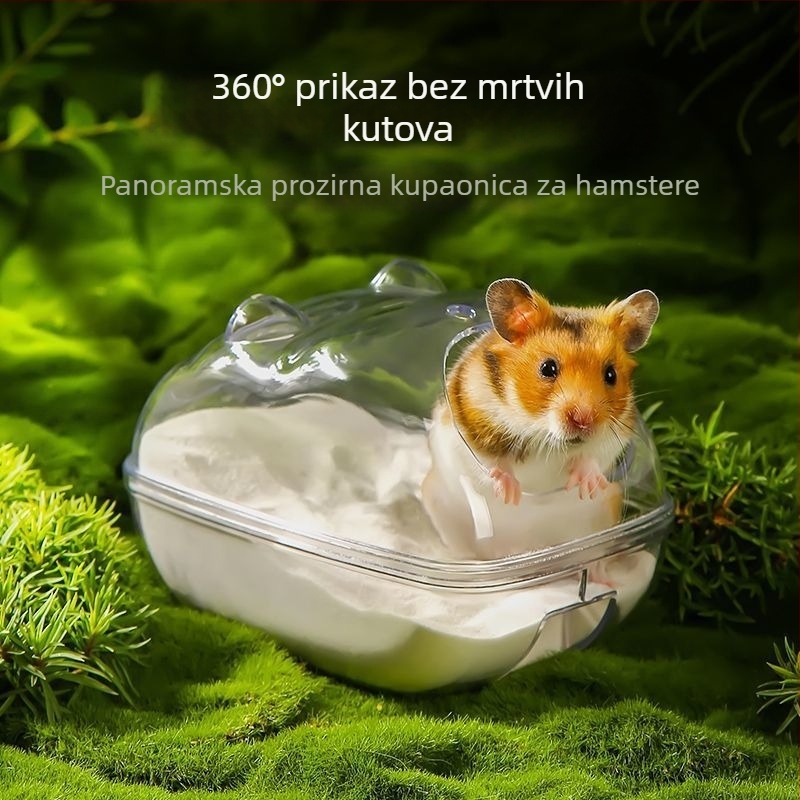 Prozirna hamsterska kada za kupanje, dvostruka namjena, unutarnja uporaba, crtani stil, oblik vanzemaljca, vodootporna i lako se čisti