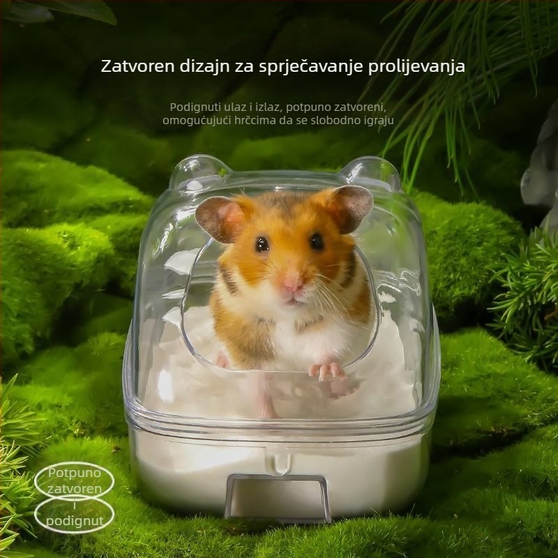 Prozirna hamsterska kada za kupanje, dvostruka namjena, unutarnja uporaba, crtani stil, oblik vanzemaljca, vodootporna i lako se čisti