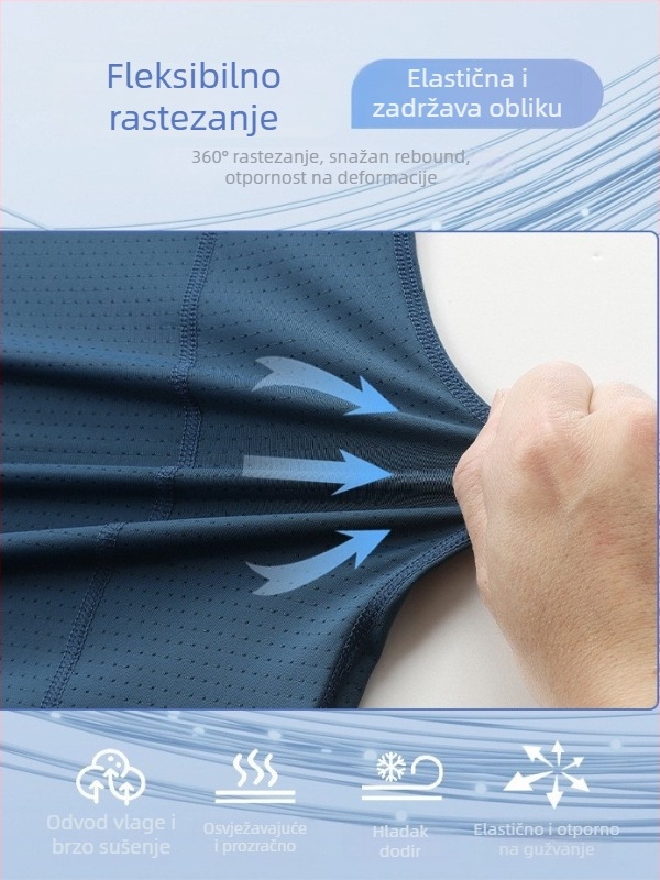 NIUDI kratki rukav, brzo sušeći T-shirt, prozračna mrežasta prugasta tkanina, materijal od mješavine sintetičkih vlakana, unisex za odrasle
