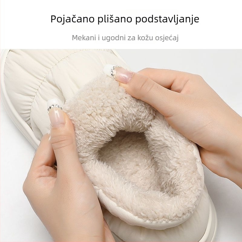 Unisex zimske papuče s pamukom na gornjem dijelu, fleec podstavljena debela EVA podloga – pogodne za unutarnju i vanjsku upotrebu, zima 2025