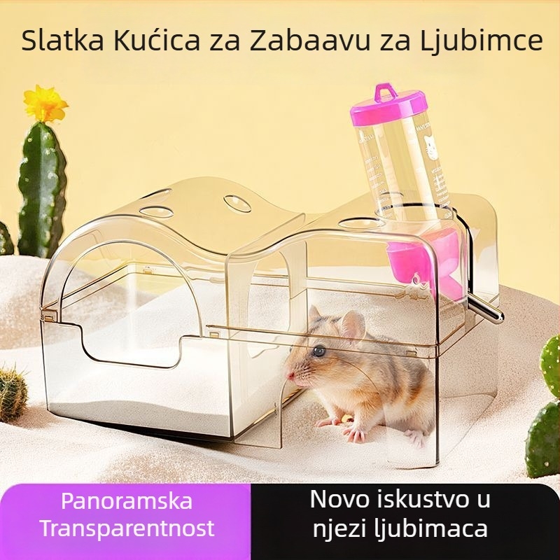Akrilna kućica za hrčka — prozirna luksuzna vila 3-u-1 s bočicom vode i posudom s pijeskom | Run Around | Kod C158014