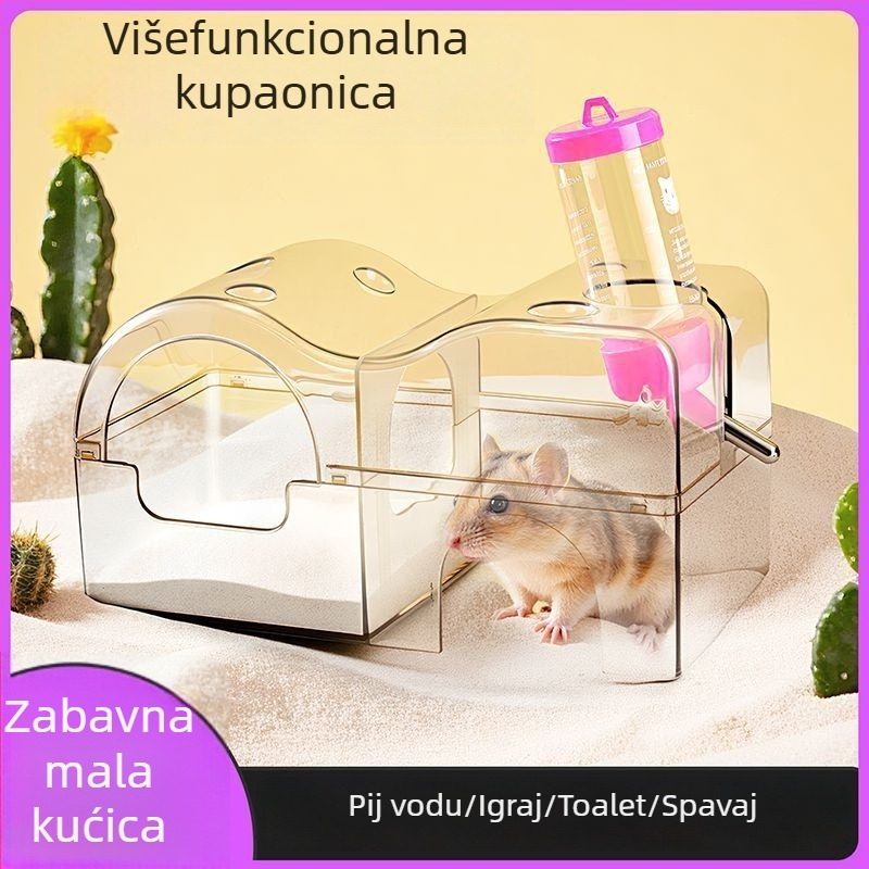 Akrilna kućica za hrčka — prozirna luksuzna vila 3-u-1 s bočicom vode i posudom s pijeskom | Run Around | Kod C158014