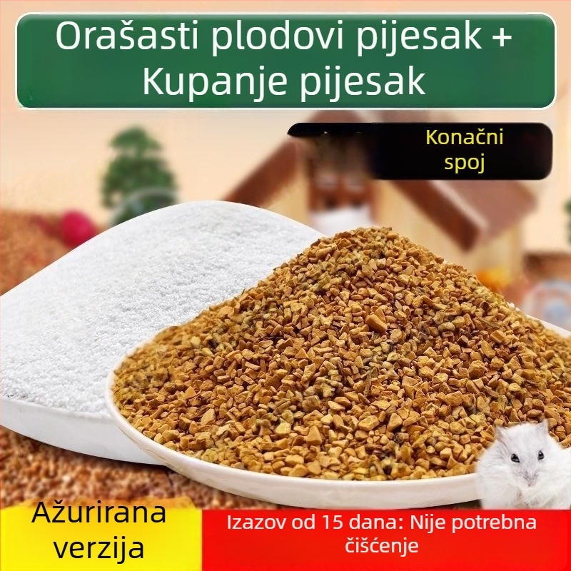 Dezodirajuće gnijezdo za hrčke — orašov pijesak, bioenzimi, granulirani pijesak, za hrčke