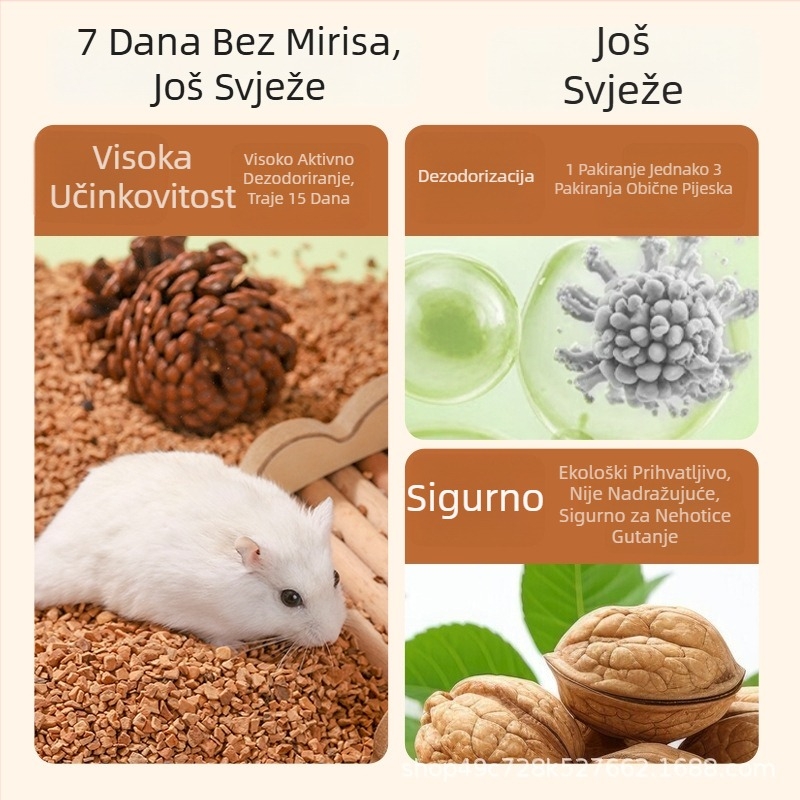 Podloga za hrčke: orahov pijesak, bez prašine; Materijal: Orah; Šifra proizvoda: Walnut sand; Marka: OEM