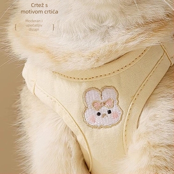 Mačji prsni remen za šetnje, prozračan pamuk i nehrđajući čelik, nije prilagodljiv