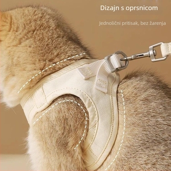 Mačji prsni remen za šetnje, prozračan pamuk i nehrđajući čelik, nije prilagodljiv