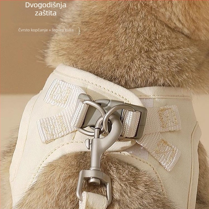 Mačji prsni remen za šetnje, prozračan pamuk i nehrđajući čelik, nije prilagodljiv