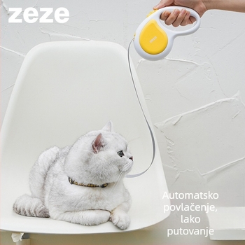 Zeze I-oblik podesivi teleskopski povodac za mačke s funkcijom protiv kidanja za mačiće i mlade mačke