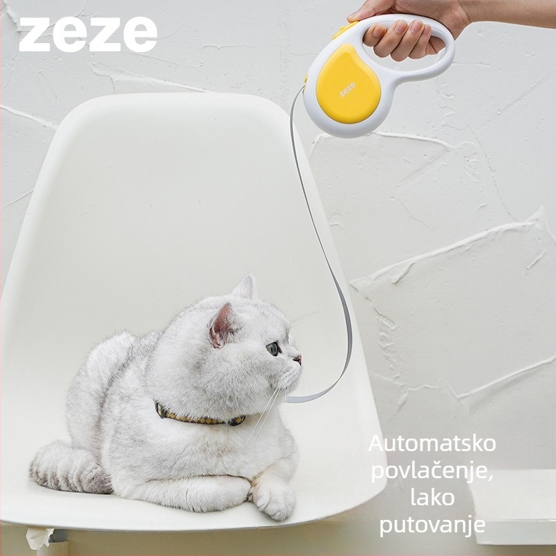 Zeze I-oblik podesivi teleskopski povodac za mačke s funkcijom protiv kidanja za mačiće i mlade mačke