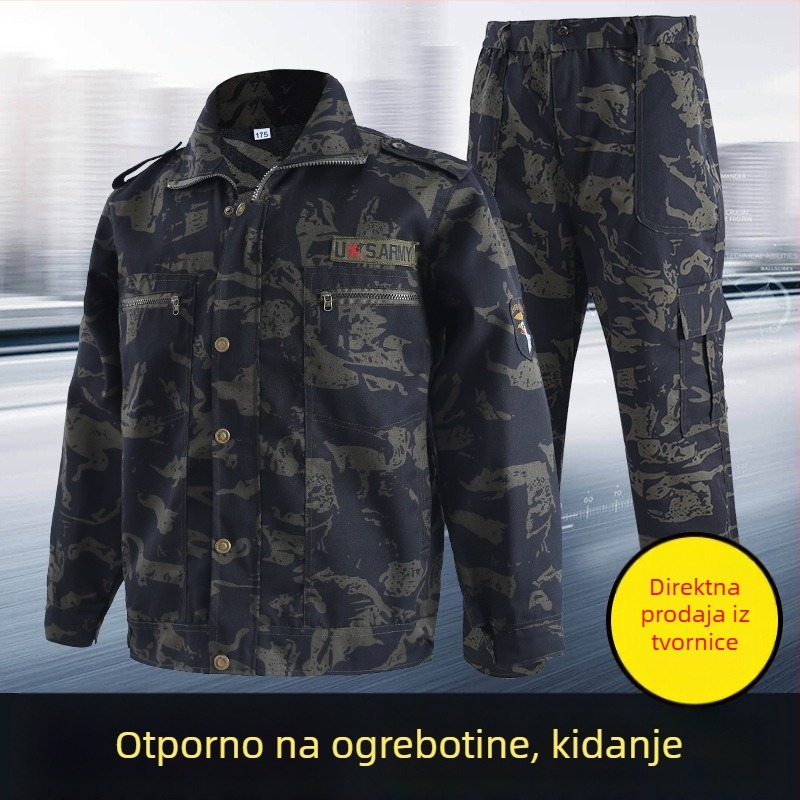 Otporna radna odjeća s maskirnim dezenom za muškarce: jakna i hlače za strojnu obradu, tvornicu i servis automobila