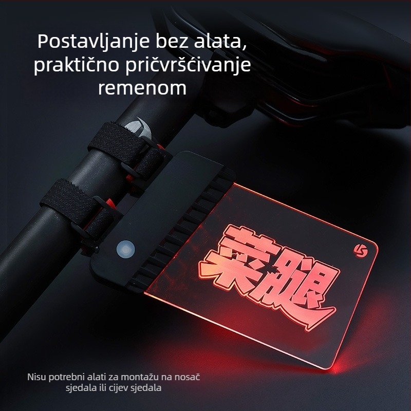 Svijetleća stražnja pločica za bicikl, cestovni i planinski bicikl, s režimom disanja i bljeskanja, podesiva