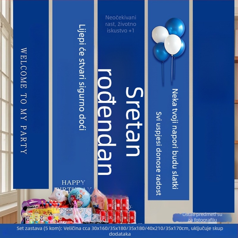 Shicai Vješeni platneni banner set za rođendansku zabavu s balon pozadinom – rekvizit za uređenje prostora