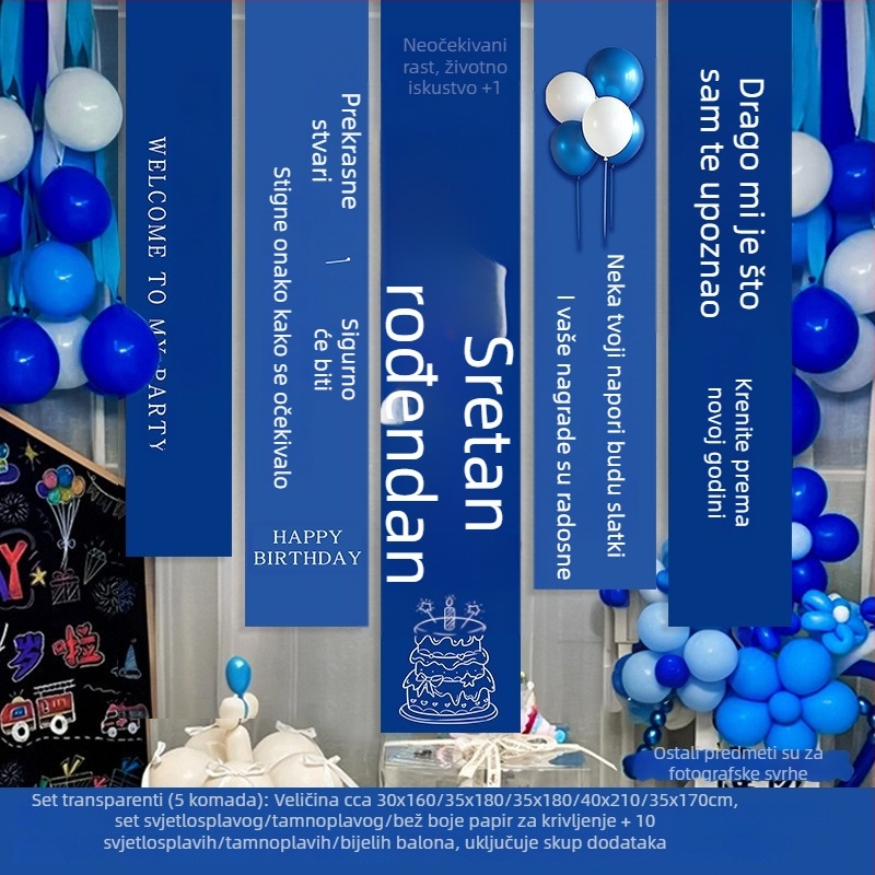 Shicai Vješeni platneni banner set za rođendansku zabavu s balon pozadinom – rekvizit za uređenje prostora