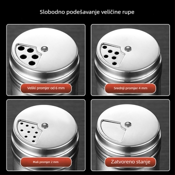 Nehrđajući čelični spremnik za začine za roštilj, za čvrste začine, s tiskom logotipa i mogućnošću prilagodbe — moderan minimalistički dizajn