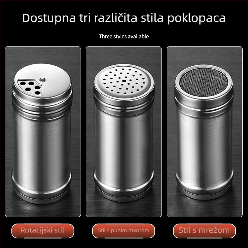 Nehrđajući čelični spremnik za začine za roštilj, za čvrste začine, s tiskom logotipa i mogućnošću prilagodbe — moderan minimalistički dizajn