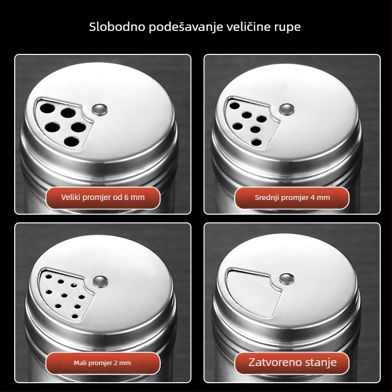 Nehrđajući čelični spremnik za začine za roštilj, za čvrste začine, s tiskom logotipa i mogućnošću prilagodbe — moderan minimalistički dizajn