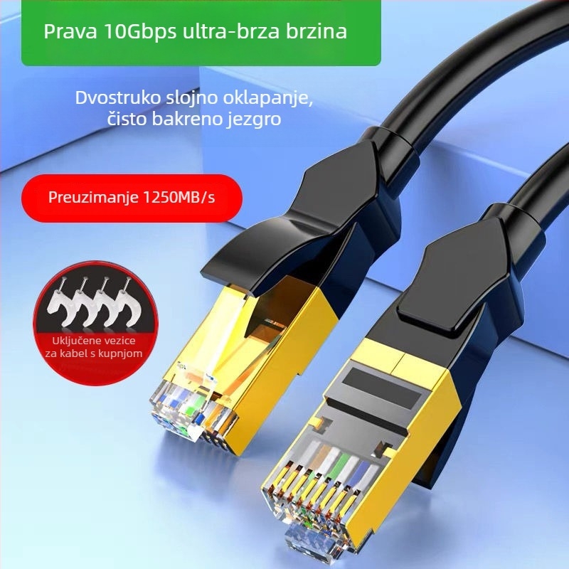 10G čisto bakreni mrežni kabel, Cat6E gigabitni kabel, kabel s kristalnim RJ-45 konektorom, bez potrebe povezivanja na ruter, kućni širokopojasni internet