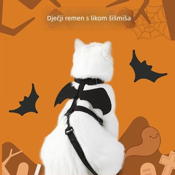 Hamn za mačku s motivom šišmiša za Noć vještica, I-oblik, podesiv, od tkanine