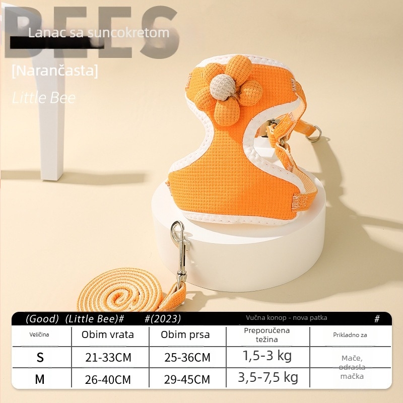 Prsni pojas u stilu veste za mačke i manje do srednje pse, podesiva prsna traka, poliester tkanina, pakiranje 20