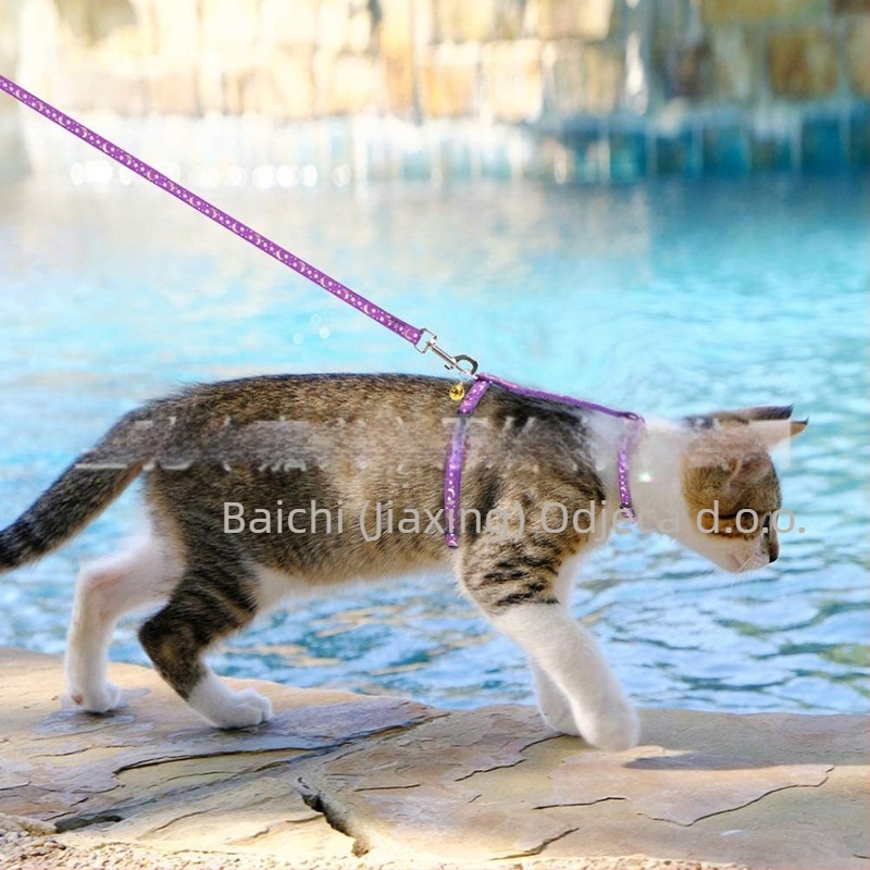 Mačji prsni hám s fluoresc. uzorkom zvijezda i mjesec, web traka — paket 100