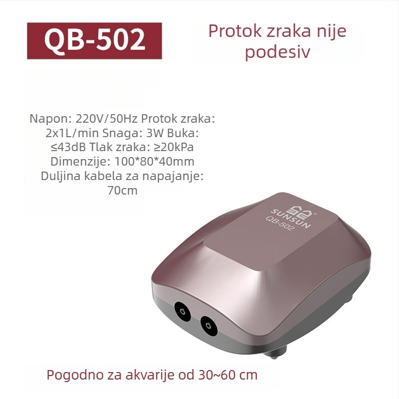 Sensen pumpa za akvarij za kućnu uporabu – tiha aerator, težina 0,3–1 kg, napajanje AC, buka 50 dB