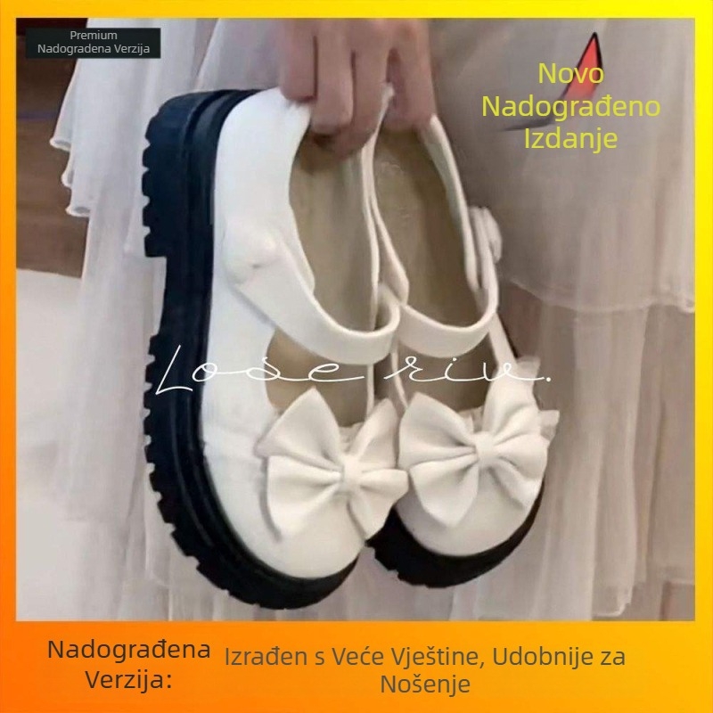 Ženske Mary Jane cipele u japanskom stilu, niski kitten heel, kopčanje na Velcro, gornji dio od umjetnog pliša, potplat od prirodne gume