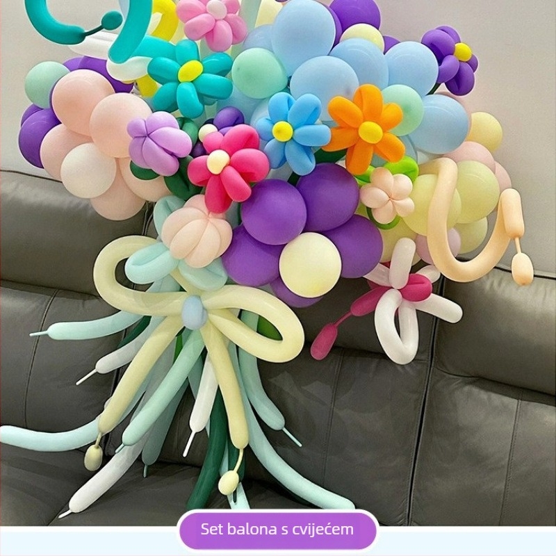 Balon buket od svilenih cvjetova – dekoracija prostora i rekviziti za fotografije